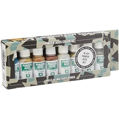 Image of Vallejo Model Color Panzer Aces No 2 Acrylic Paint Set Assorted Colours (Pack of 8)