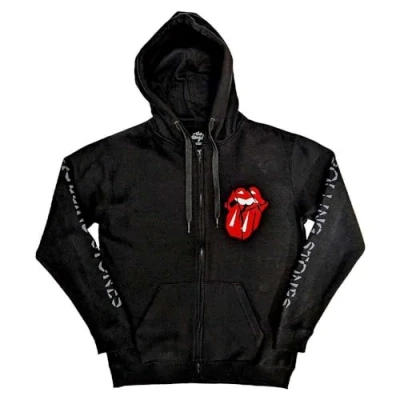 Image of The Rolling Stones Hoodie Hackney Diamonds Shattered Tongue Official Zipped M Black