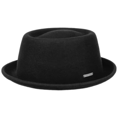 Image of Stetson Uni Pork Pie Wool Hat Women/Men Felt with Lining Winter Summer M (56 57 cm) Black