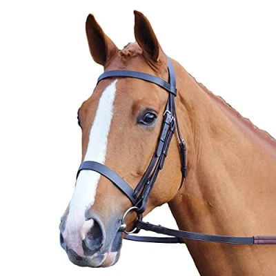 Image of Shires Aviemore Plain Bridle With Rubber Grip Reins Black: Small Pony