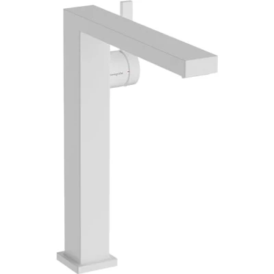 Image of hansgrohe Tecturis E Fine bathroom tap without waste, energy saving (CoolStart), sink with spout height 240 mm, basin mixer water (EcoSmart+), matt white, 73072700