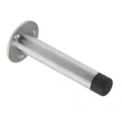 Image of Quality Wall Mounted Skirting Door Stop With Face Fix Rose 80mm Projection ZAB09B (Satin Chrome)