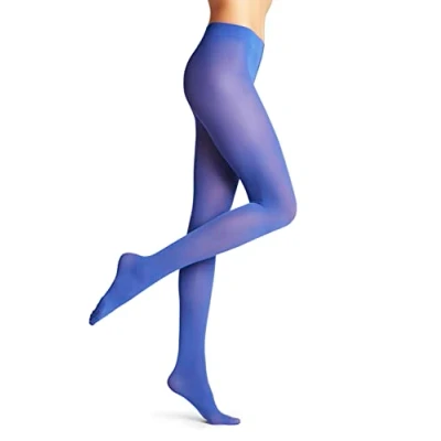 Image of FALKE Women&#039;s Pure Matt 50 DEN W TI Semi Opaque Plain 1 Pair Tights, Blue (Imperial 6065) new eco friendly, M L