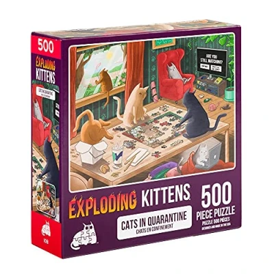 Image of Exploding Kittens Jigsaw Puzzles For Adults Cats in Quarantine 500 Piece Family Fun &amp; Game Night