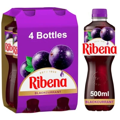 Image of Ribena Blackcurrant Juice Drink Multipack 4x500ml Real Fruit Rich In Vitamin C No Artificial Colours or flavours Perfect For On The Go