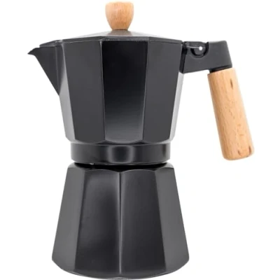 Image of NERTHUS FIH 1252 Italian Induction Coffee Maker 6 cups Design Black Wood