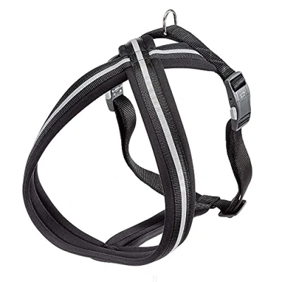 Image of Ferplast Dog Harness DAYTONA CROSS, Large in Nylon, Padded, Reflective and Adjustable. With Magnetic Buckle. Black