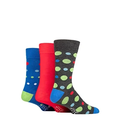 Image of Mens 3 Pair SOCKSHOP Wildfeet Tree Gift Boxed Bamboo Socks Charcoal / Red Blue 7 11