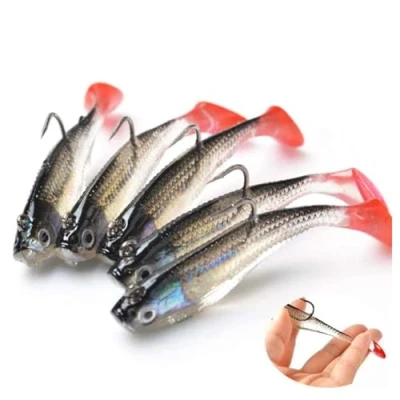 Image of Fishing Lures Set, 3D Eyes Soft Lure Single Hook Baits Artificial Bait Accessories for Sea Bass Pike Trout Perch