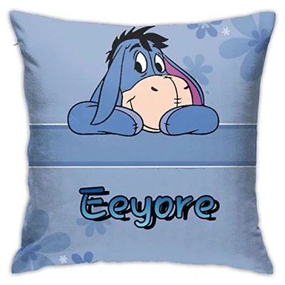 Image of Pillowcase for Eeyore Pillow Cover Cozy Square Cushion Case Men Women Boys Girls Room Home Decor Cotton Linen 18x18 Inch