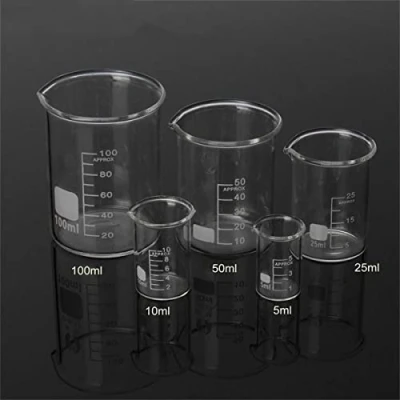 Image of Scientific Glass Beaker Set, Laboratory High Temperature Resistance 5ml/10ml/25ml/50ml/100ml