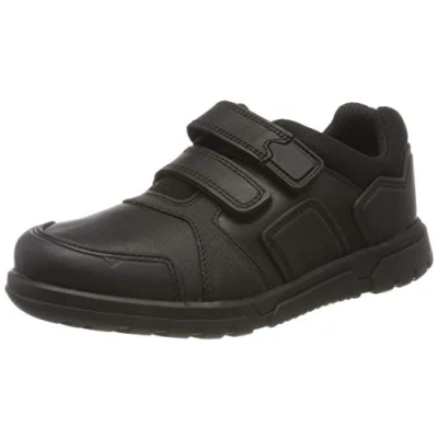 Image of Clarks Boy&#039;s Blake Street Low Top Sneakers, Black Leather, 7 Child UK