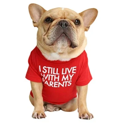 Image of Junhouse Bulldog Clothes Pet Clothing Puppy T shirt Spring Summer Soft Comfy Breathable Quick Dry Dog Outfit Pullover For Small Medium Large Dogs (XL,Red)