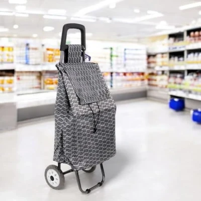 Image of Faboer 2 Wheels Foldable Lightweight Travel Shopping Trolley 2024 Model Design, Hard Wearing &amp; Foldaway Push/Pull Cart for Easy Storage Folding 47L (Grey)