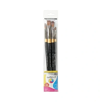 Image of DR Artist Acrylic Brush Set, Black Handle, Assorted Sizes