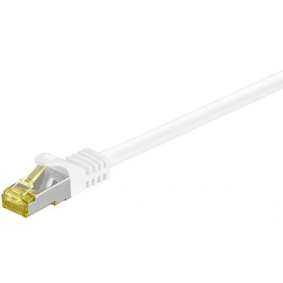 Image of Goobay 92667 RJ45 Patch Cable with CAT 7 Raw Cable, Double Shielded, S FTP up to 600 Mhz, Halogen Free, Copper Plug, Gold Plated Contacts, 10 m, White