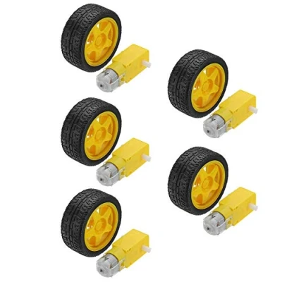 Image of DollaTek 5Pcs Smart Car Robot Plastic Tire Wheel with DC 3 6V Gear Motor for Arduino