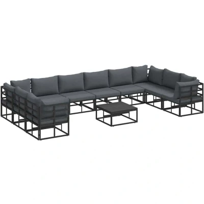 Image of vidaXL Garden Sofa Set 11 pcs Black 70 x 32 cm Aluminium