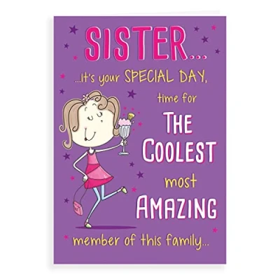 Image of Regal Publishing Humour Birthday Card Sister 9 x 6 inches
