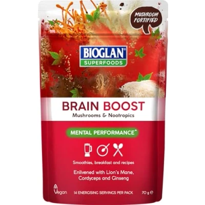 Image of Bioglan Superfoods Brain Boost Lion’s Mane Ginseng Vitamin B5 B12 B6 70g