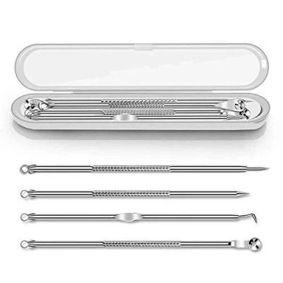 Image of Blackhead Remover Kit, Extractor Removal Set Professional Stainless Steel Pimple Popper Tool Treatment for Whitehead Blemish Acne Comedone Popping (Silver)