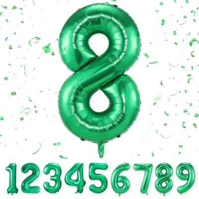 Image of Number Balloons 8,Green 8 for Birhtday Party Decoration,40 Inch Giant Helium Foil Boys Girls 8th Birthday Decor Anniversary Decorations Supplies