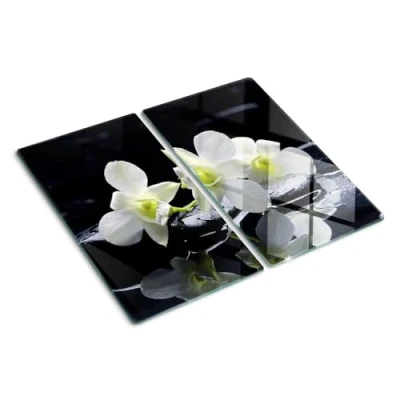 Image of Tulup Glass Chopping Board 2x11.8x20.5 inches Cutting Splashback 2x30x52 cm Tempered Kitchen Protection Orchid