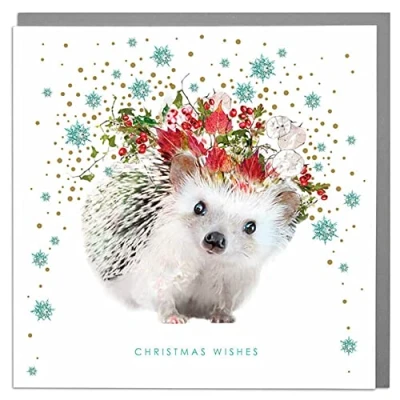 Image of Lola Design Wildlife Wonderful Christmas Cards Blank and Envelopes Hedgehog