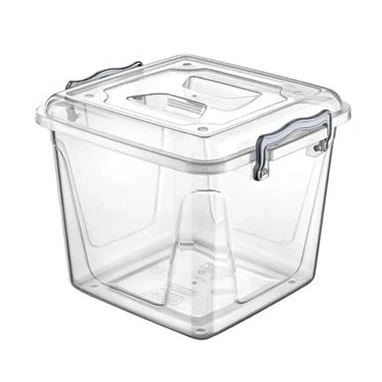 Image of Clear Plastic Storage Box with Lid Kitchen Pantry Food Pasta Flour Cereal Stackable Container Tub (8.5 Litre)