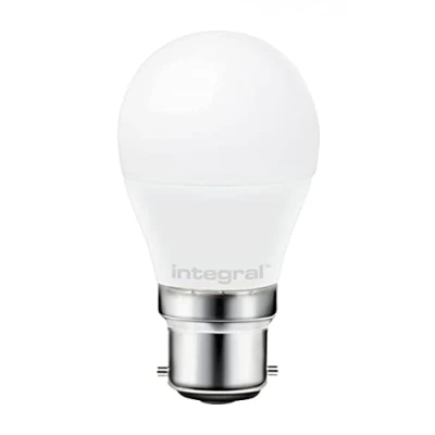 Image of Integral LED Golf Ball Mini Globe Light Bulb 2700K BC B22 Bayonet Cap =60w