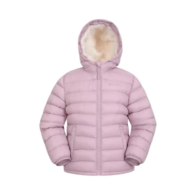 Image of Mountain Warehouse Seasons Fur Lined Kids Padded Jacket Lightweight, Warm &amp; Water resistant Puffer Coat, Boys Girls For Autumn Winter, School Outdoors Pale Pink Size 5 6 Years
