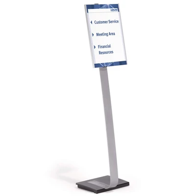 Image of Durable Info Sign A3 Floor Standing Information Stand 1.25 m in Height Silver Ideal for Offices, Conferences, Exhibitions, etc.