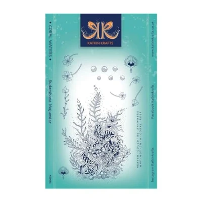 Image of KatKin Krafts Coral Waters 6 in x 8 Clear Stamp Set, Photopolymer, inch