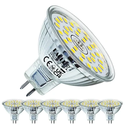 Image of EACLL GU5.3 LED 6W Cool White Light Bulb 595 Lumen Bulbs Replace 60W 6000K MR16 Halogen, AC/DC 12V, Non Dimmable, 120 Wide Beam Angle, Flicker Free Reflector Spotlight, Pack of 6