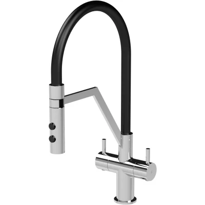 Image of Kitchen Mono Mixer Tap with 2 Lever Handles, 436mm Chrome