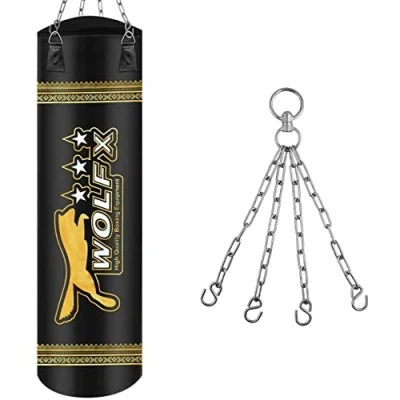 Image of 4ft,5ft,6ft Punch Bag/MMA/kick/Heavy/Un Filled/Empty with chain (Black) (4ft Un filled Bag)