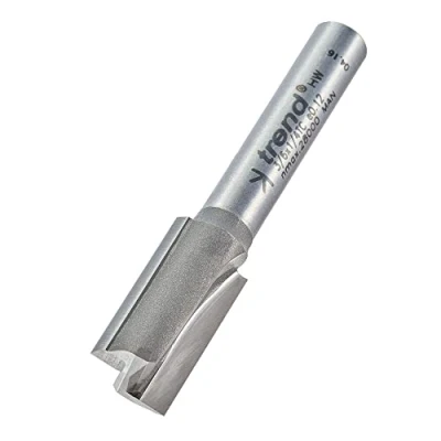 Image of Trend Professional Straight Two Flute Router Cutter Bit, 1/4 Inch Shank, 10mm Cut Diameter and 19mm Length, Tungsten Carbide Tipped, 3/6X1/4TC