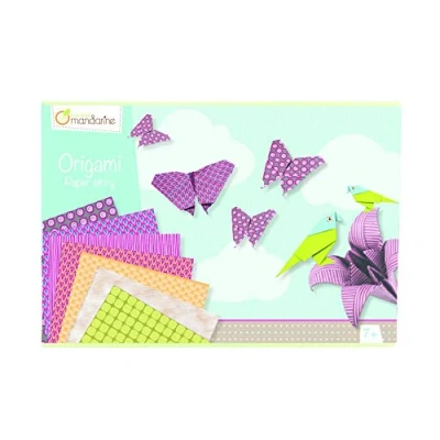 Image of Avenue Mandarine Ref 42720O Origami &#039;Paper Story&#039; Activity Box Contains 20 Sheets, 15 x 15cm, Printed Patterns, Sheet of Stickers Included, Suitable for Ages 7 12+