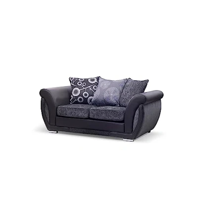 Image of MK Sofas 2 Seater Sofa for Living room Attractive Black Shannon Sets Bedroom, Drawing &amp; Office Premium Quality Couches Easy to Clean and Resistant Fluids