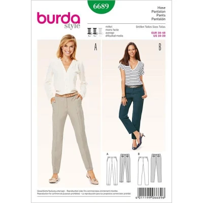 Image of Burda b6689 Pants Sewing Pattern Paper 19 x 13 1 cm White