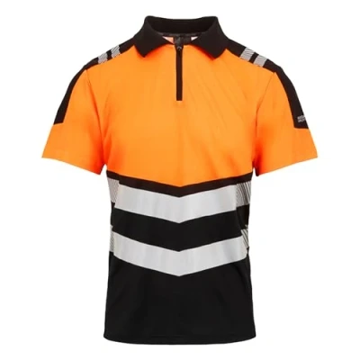 Image of Regatta Professional Men&#039;s Durable Hi vis X pro Polo Class 1 Black Orange, Size: 4XL