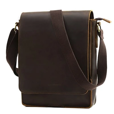 Image of Leathario Leather Shoulder Bag Men Messenger Retro Vintage Business Leisure Cross Body