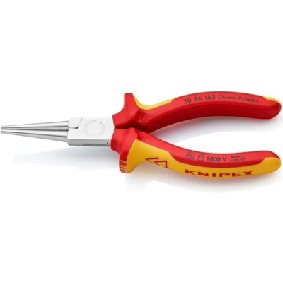 Image of Knipex Long Nose Pliers chrome plated, insulated with multi component grips, VDE tested 160 mm 30 36