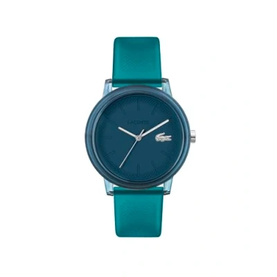 Image of Lacoste Three Hand Quartz Movement Watch for Men and Women LACOSTE.12.12 Collection with Blue Semi Transparent Silicone Bracelet 2011318