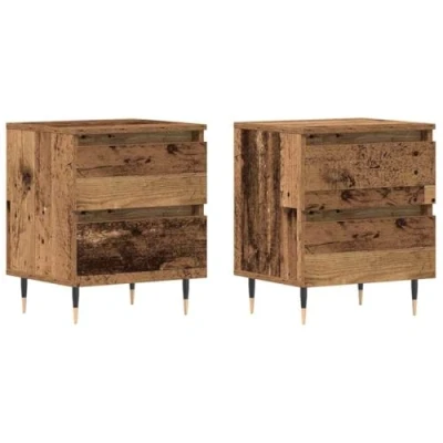 Image of vidaXL Bedside Cabinet Rustic Nightstand Reclaimed Wood Furniture 4 Drawer Storage for Bedroom