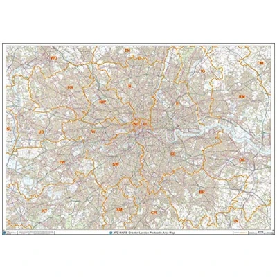 Image of Greater London Postcode Areas Wall Map Paper