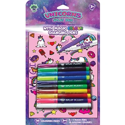 Image of Splat Planet Unicorn Colouring Book Amazing Magic Colour Changing Pens/Magic Pens Set Get Creative with Markers