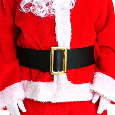 Image of Adults Thick Black Belt for Fancy Dress Costumes Large Leather Look Santa Belt/Pirate Accessory