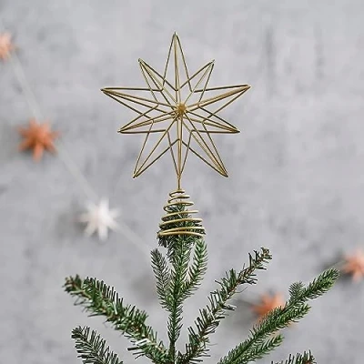 Image of Ginger Ray Gold 3D Wire Star Christmas Tree Topper Decorative Accessory