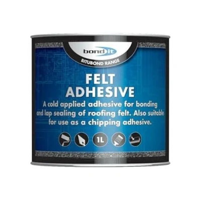 Image of Bond It Black Felt Adhesive Roofing Tools DIT Building Trade Bitumen Range Primer Paint Trowel Mastic Roof Leak UK (1L)